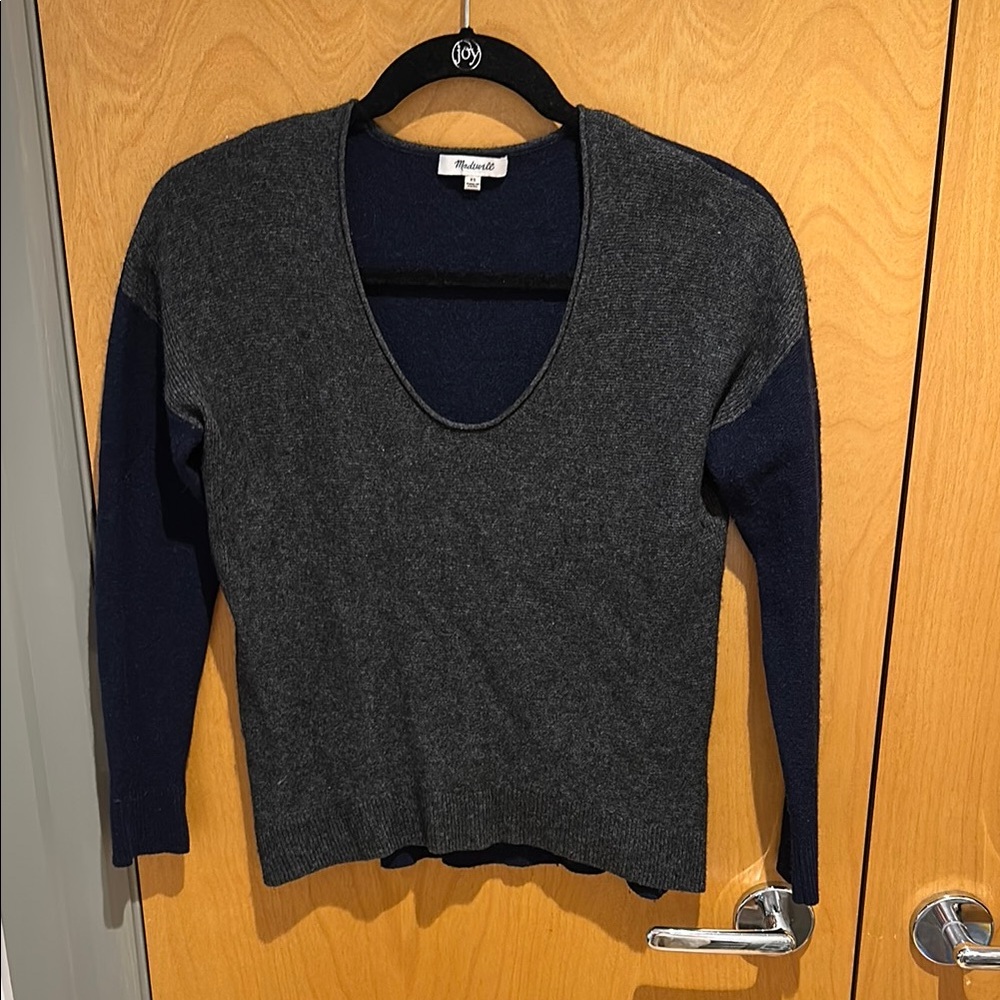 Madewell Charcoal and Navy Scoopneck Sweater